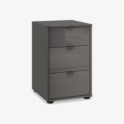 Furniture Village Wiemann - Amara 3 Drawer Glass Bedside Cabinet - Lava