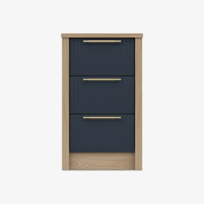 Furniture Village London Bedrooms - Chelsea 3 Drawer Bedside Cabinet with Gold Handles - Royal Blue