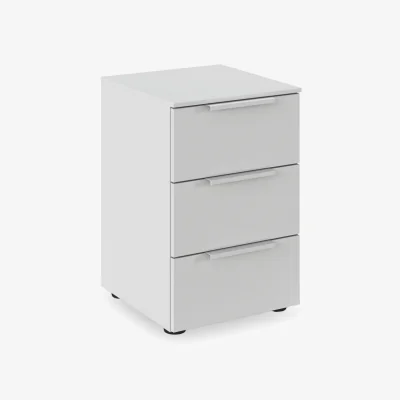 Furniture Village Rauch - Haven 3 Drawer Décor Bedside Cabinet - Silk Grey/Silk Grey Front