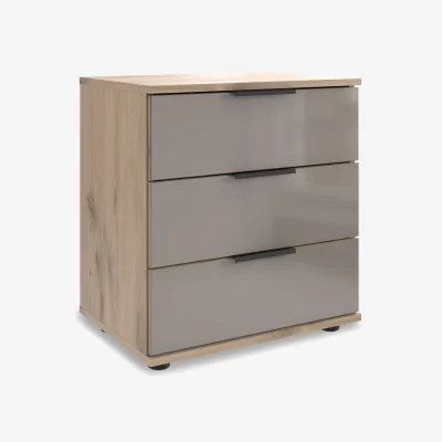 Furniture Village Wiemann - Antoni 3 Drawer Nordic Oak Bedside Cabinet with Glass Drawers