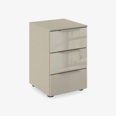 Furniture Village Rauch - Haven 3 Drawer Décor Bedside Cabinet with Glass Front