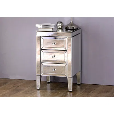 Furniture Village Francesca 3 Drawer Bedside Cabinet - Silver