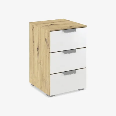 Furniture Village Rauch - Freja 3 Drawer Glass Bedside Cabinet