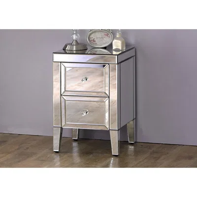 Furniture Village Francesca 2 Drawer Bedside Cabinet - Silver