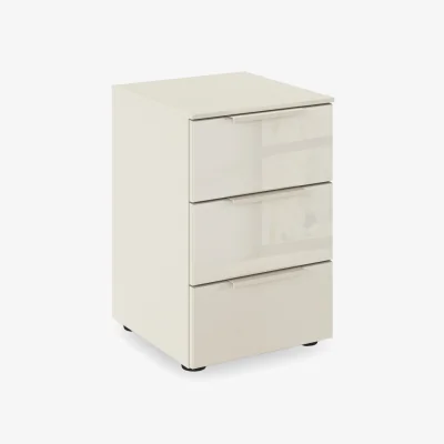 Furniture Village Rauch - Haven 3 Drawer Décor Bedside Cabinet with Glass Front