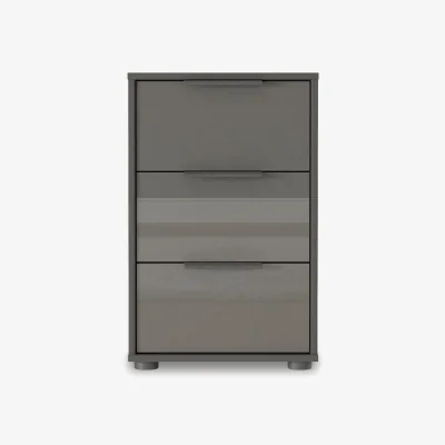 Furniture Village Wiemann - Instinct 40cm 3 Drawer Glass Bedside Cabinet - Bedroom Furniture - In Time for Christmas