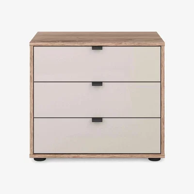 Furniture Village Wiemann - Hong Kong 3 Drawer Bedside Cabinet with Glass Drawers