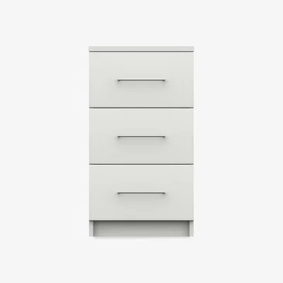 Furniture Village London Bedrooms - Castle 3 Drawer Bedside Cabinet - Frost