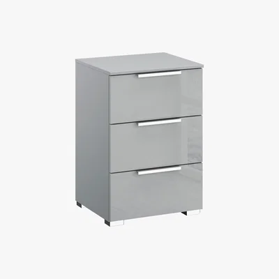 Furniture Village Rauch - Formes Glass 3 Drawer Bedside Chest - Grey
