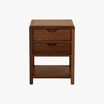Furniture Village Ercol - Bosco Dark 2 Drawer Bedside Table - Brown
