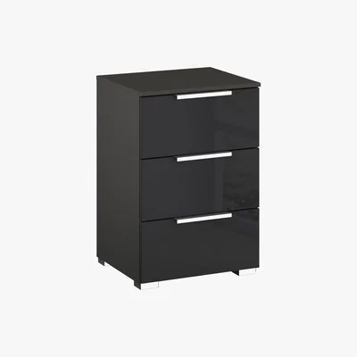 Furniture Village Rauch - Formes Glass 3 Drawer Bedside Chest - Black
