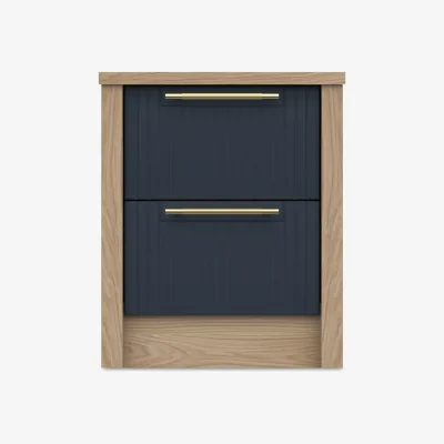 Furniture Village London Bedrooms - Chelsea 2 Drawer Bedside Cabinet with Gold Handles - Royal Blue