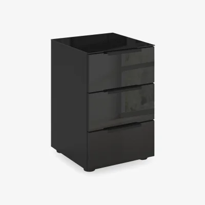 Furniture Village Rauch - Haven 3 Drawer Bedside Cabinet with Glass Top and Front