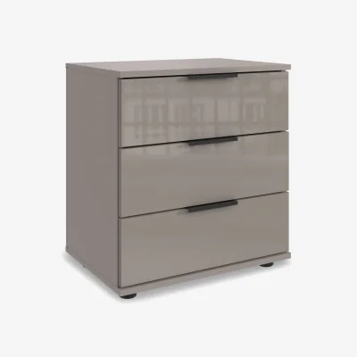 Furniture Village Wiemann - Antoni 3 Drawer Decor Bedside Cabinet with Glass Drawers