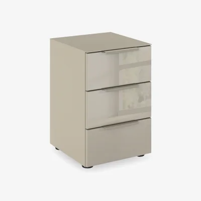 Furniture Village Rauch - Haven 3 Drawer Bedside Cabinet with Glass Top and Front