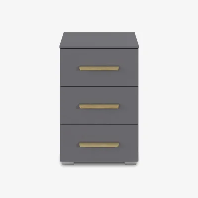 Furniture Village Rauch - Flavia 3 Drawer Decor Bedside Cabinet - Metallic Grey