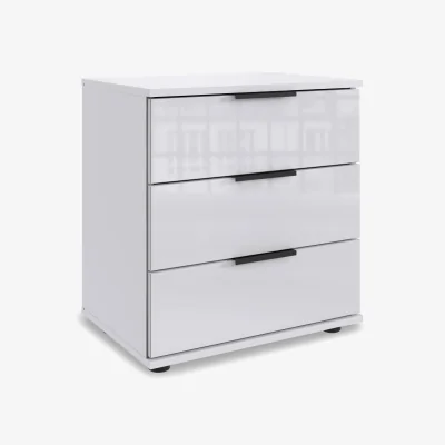 Furniture Village Wiemann - Antoni 3 Drawer Decor Bedside Cabinet with Glass Drawers - White