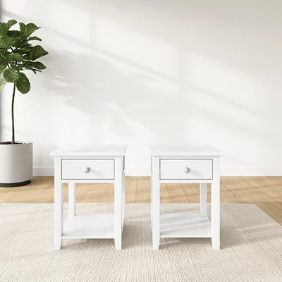 Furniture123 White Pair of Bedside Tables - Harper