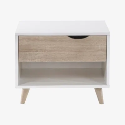 Furniture123 Retro 1 Drawer Bedside Table - Stockholm - LPD