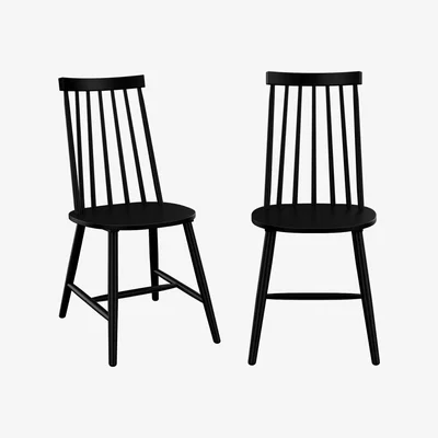 Furniture123 Cami Black Wooden Spindle Dining Chairs - Set of 2