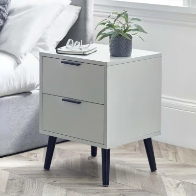Furniture123 Silk Grey 2 Drawer Bedside - Alba - Julian Bowen