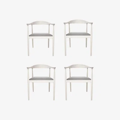 Furniture123 Set of 4 Wooden White Wash Carver Dining Chairs - Anders