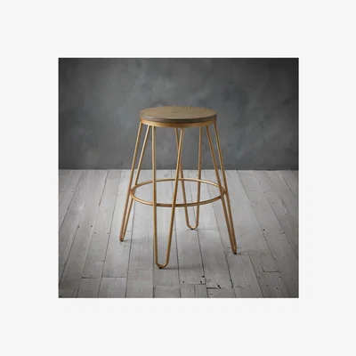 Furniture123 Solid Wood Bar Stool with Gold Legs - 76cm - Ikon