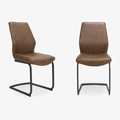 Furniture123 Brown Faux Leather Dining Chairs - Set of 2