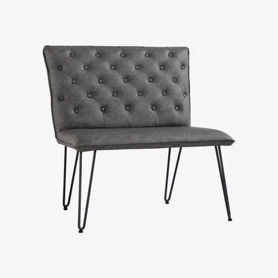 Furniture123 Extra Small Grey Dining Bench with Studded Back