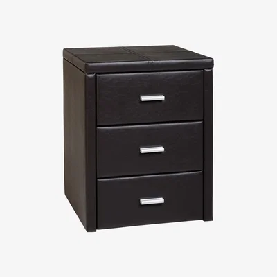 Furniture123 Seconique Prado Brown Faux Leather 3 Drawer Bedside Table