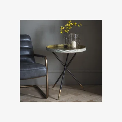 Furniture123 Gallery Epsom Tripod Bedside Table in Black and Gold