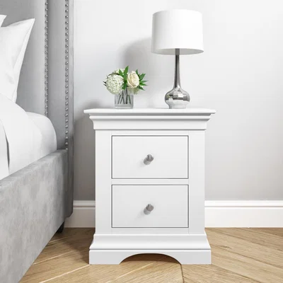 Furniture123 White Two Drawer Bedside Table - Olivia