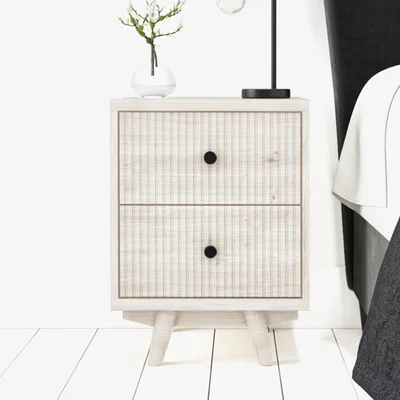 Furniture123 Beau Solid Wood 2 Drawer Bedside Table - Scandi Style