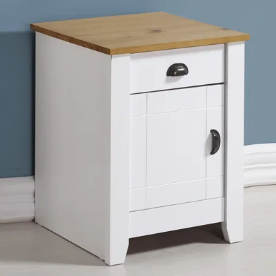 Furniture123 Seconique Ludlow Bedside Table in White and Oak Effect