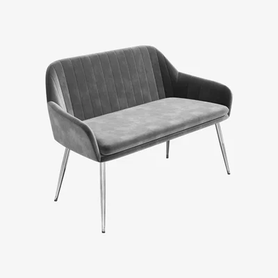 Furniture123 Grey Velvet High Back Dining Bench - Seats 2 - Logan