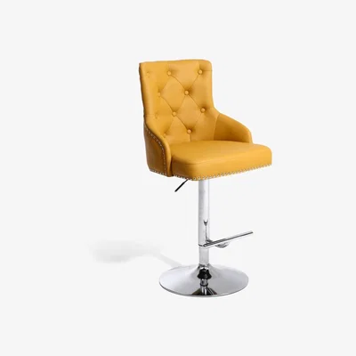 Furniture123 Yellow Faux Leather Adjustable Bar Stool - Rocco