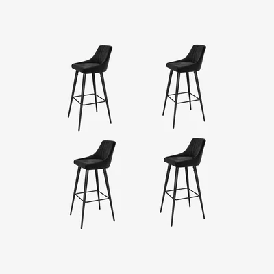 Furniture123 Charcoal Grey Velvet Kitchen Island Stools Set of 4 - Macie