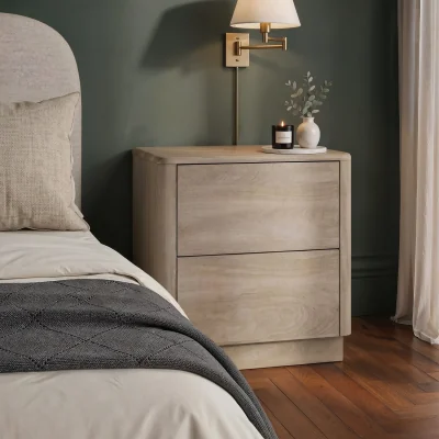 Furniture123 Modern Light Oak 2 Drawer Bedside Table - Rowan