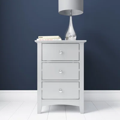 Furniture123 Finch 3 Drawer Bedside Cabinet in Light Grey