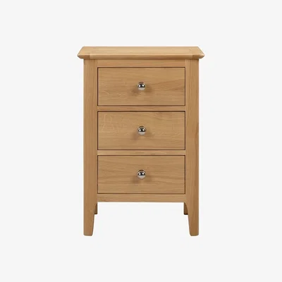 Furniture123 Julian Bowen Solid Oak 3 Drawer Bedside Table - Cotswold