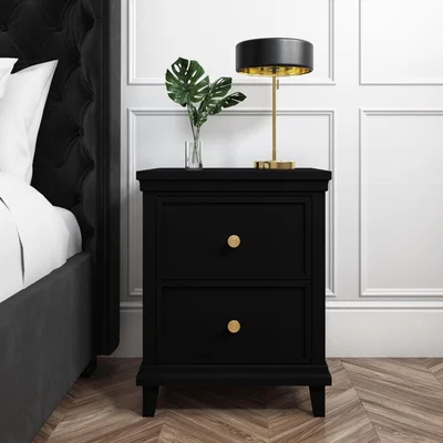 Furniture123 2 Drawer Bedside Table in Black - Georgia