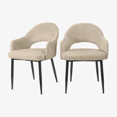 Furniture123 Set of 2 Sand Chenille Dining Chairs - Colbie