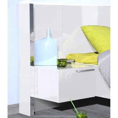 Furniture123 Sciae Sunrise 36 Left Bedside Table with Lighting in White High Gloss