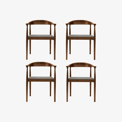 Furniture123 Set of 4 Walnut Carver Dining Chairs with Woven Seat - Anders