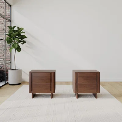 Furniture123 Dark Wood Pair of Bedside Tables - Emile Sustainable Furniture