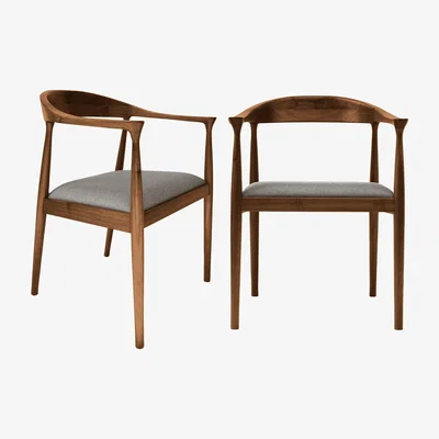 Furniture123 Set of 2 Walnut Carver Dining Chairs with Woven Seat - Anders