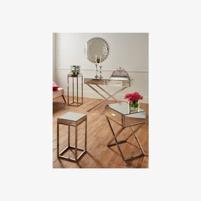 Furniture123 Silver Mirrored Glass & Metal 1 Drawer Unit