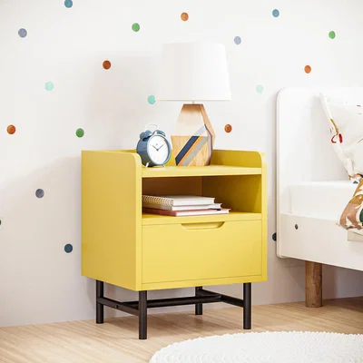 Furniture123 Kids Yellow Bedside Table with Drawer - Rueben