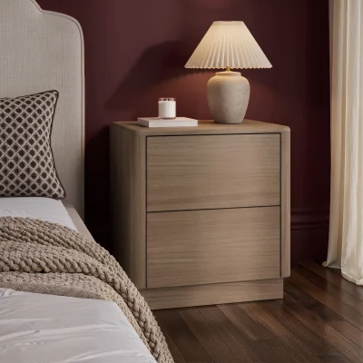 Furniture123 Modern Oak 2 Drawer Bedside Table - Rowan