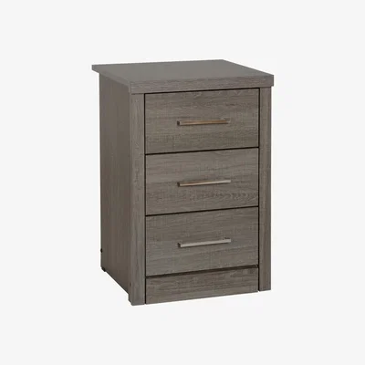 Furniture123 Seconique Lisbon 3 Drawer Bedside Table in Black Wood Grain